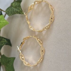 Gold Filled Hoop Earrings Evil Eye Design